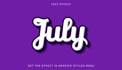 Wall Mural - July editable text effect in 3d style