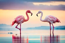 Flamingo In The Water Generative By AI Technology