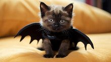 Cute Kitty In Halloween Costume. Boo-tiful Whiskers: Halloween-Clad Kitten. 