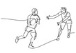 Rugby Player one line drawing, Sports Illustration of Person Playing Rugby
