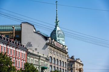 Wall Mural - fragments of a journey through the canals of St. Petersburg on a sunny summer day