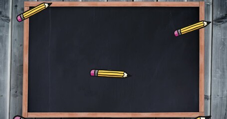 Poster - Animation of pencils over blackboard background