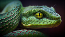 Close Up Of Green Snake Generated Ai Technology