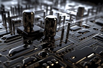 Poster - Fantastic CPU of the future background. Generative AI