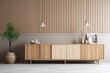© SHOTPRIME STUDIO - interior background chest of drawers living dresser light house apartment scandinavian cabinet lamp. Generative AI.