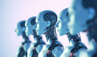 Poster - An Artificial intelligence robot. Modern futuristic cyborg robot illustration