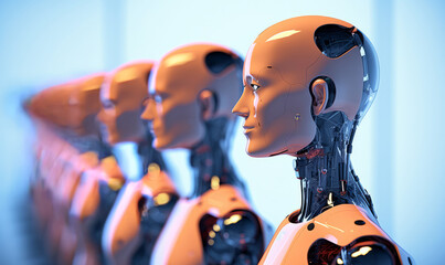 Poster - An Artificial intelligence robot. Modern futuristic cyborg robot illustration