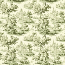 Vintage French Floral Toile Green Pattern