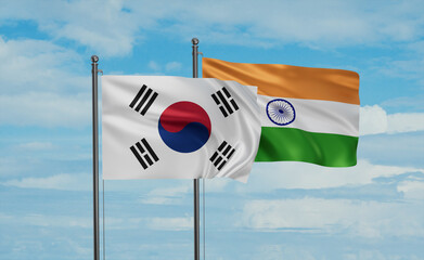 Wall Mural - India and South Korea flag