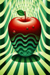 red apple on green background, optical illusion