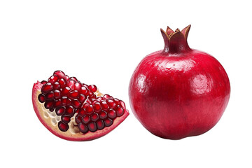 Canvas Print - Juicy pomegranate isolated on transparent background. AI