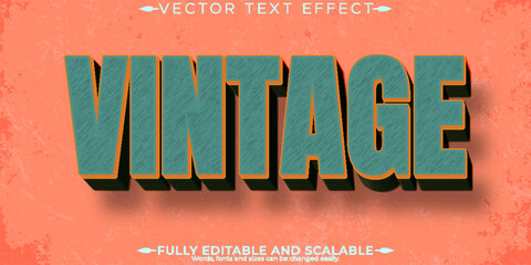 Retro, vintage text effect, editable 70s and 80s text style