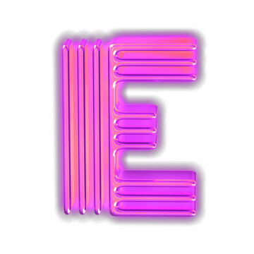 Purple luminous symbol. letter e