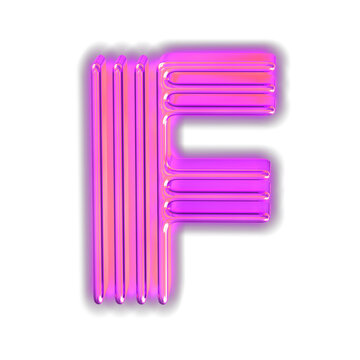 Purple luminous symbol. letter f