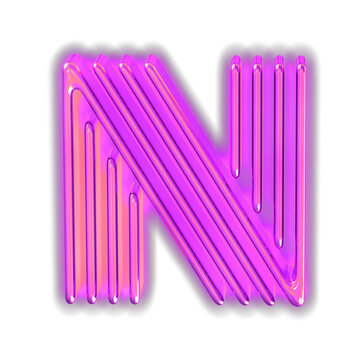 Purple luminous symbol. letter n