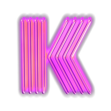 Purple luminous symbol. letter k