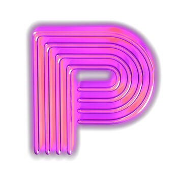 Purple luminous symbol. letter p