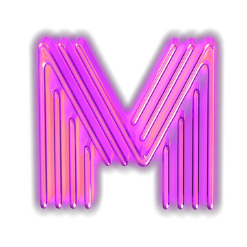 Purple luminous symbol. letter m
