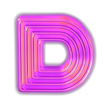 Purple luminous symbol. letter d