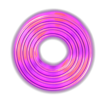 Purple luminous symbol. letter o