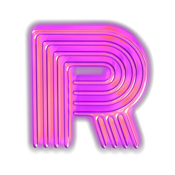 Purple luminous symbol. letter r