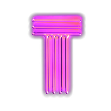 Purple luminous symbol. letter t
