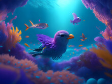 Dive Into A Captivating Realm Of Fantasy With Stunning Illustrations Of Birds And Fishes In The Ocean On Adobe Stock