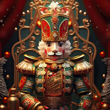 Nutcracker Prince. Traditional Wooden Nutcracker Fairytale Character Who Comes To Life On Christmas Eve. Digital Illustration.