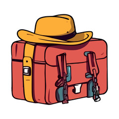 Sticker - Adventure with luggage packed for exploration