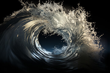 Wall Mural - A mesmerizing photograph capturing the swirling motion of a whirlpool in a tranquil lake. Generative AI.