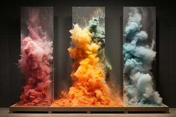 Aufkleber - A series of photographs documenting the various stages of a volcanic eruption. Generative AI.