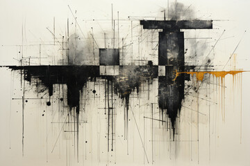 Poster - A series of abstract drawings that explore the lines and shapes inspired by lightning. Generative AI.