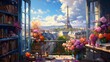 canvas print picture - Blick vom Balkon in Paris auf den Eiffelturm