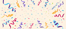 Congratulations Confetti Or Celebration Confetti Background With Colorful Confetti Explosion, Streamers, Clipart, Vector For Social Media Post, Ads, Sale, Web Banner, Birthday, Party, New Year, Card