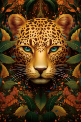 Wall Mural - leopard in the style of optical illusion paintings