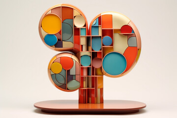 Leinwandbilder - A captivating image showcases an anatomical model of the human kidney in a geometric-inspired design, featuring geometric shapes and soft pastel shades,  Generative AI technology.