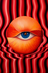 Wall Mural - nectarine in the style of optical illusion painting