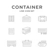 Set line icons of cargo container