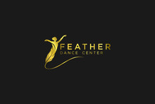 Feather Ballet Dancer Golden Logo Design Literature Writing Icon Symbol