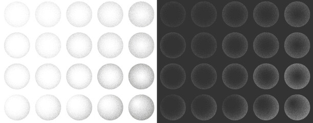 round shaped dotted objects, stipple elements. vector illustration
