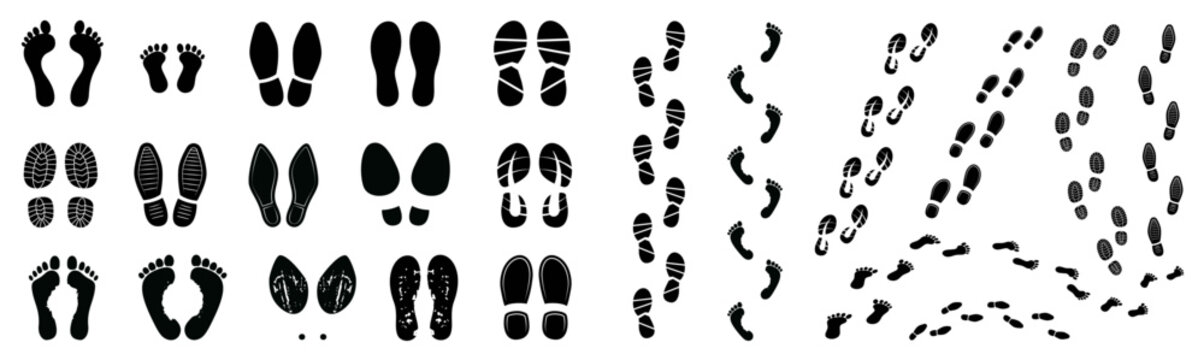Wall Mural -  - Different human footprints icon. Vector