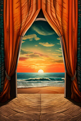  sand and summer stage curtain with arch entrance