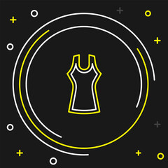 Wall Mural - Line Woman dress icon isolated on black background. Clothes sign. Colorful outline concept. Vector