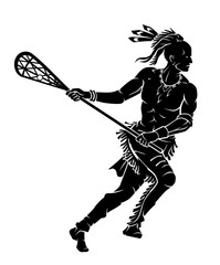 Wall Mural - Lacrosse Sports Silhouette, Indian culture origins