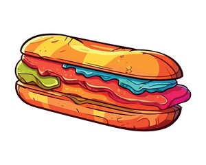 Wall Mural - Grilled beef sandwich with ketchup sauce