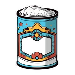 Sticker - vintage metallic canned food icon