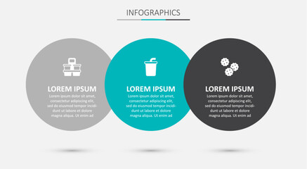 Wall Mural - Set Paper glass with water, Coffee cup to go and Cookie or biscuit. Business infographic template. Vector