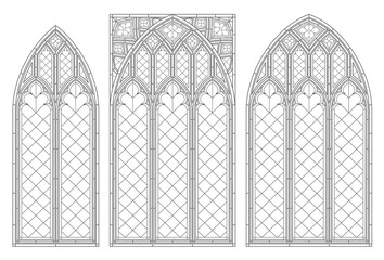 Wall Mural - Medieval Gothic contour stained-glass window Cathedral window.