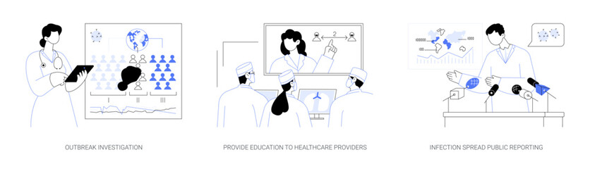 Poster - Control of infectious diseases abstract concept vector illustrations.