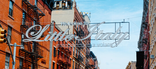 Wall Mural - Welcome to Lttle Italy sign in New York, banner